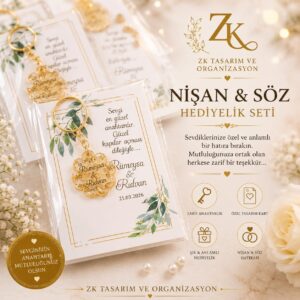 Nişan & Söz Hediyelik Anahtarlık | Kişiye Özel İsim Baskılı Hatıra Seti
