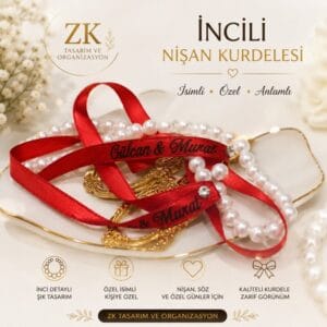 İncili İsimli Nişan Kurdelesi – Kişiye Özel Söz, Nişan ve Düğün Kurdelesi